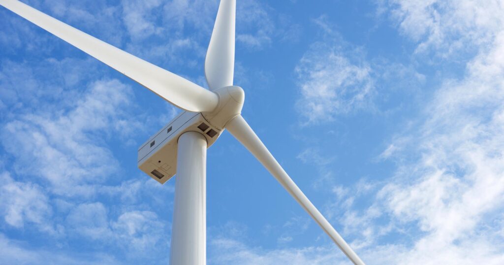 Close-up on a wind turbine