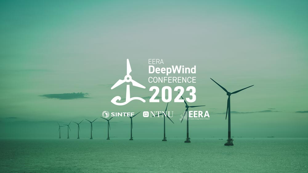EERA DeepWind 2023 logo overlayed on a stylised image of offshore wind turbines.