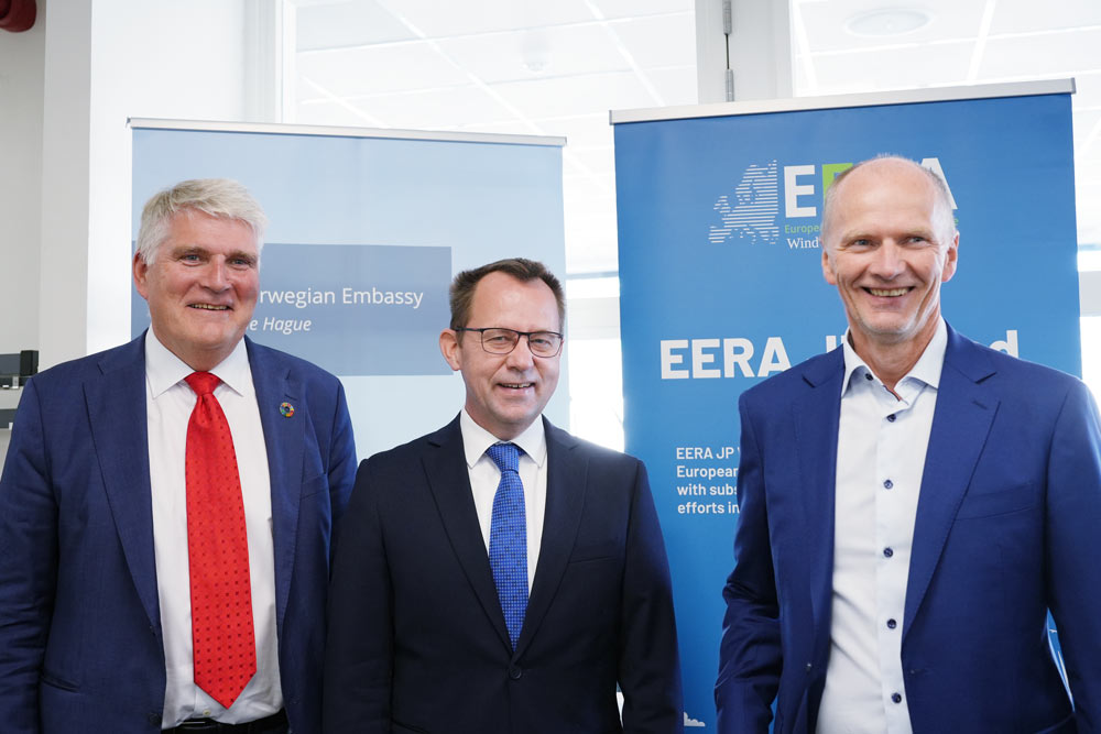 Nils Røkke, VP Sustainability, SINTEF; Bård Ivar Svendsen, Norway's Ambassador to the Netherlands; John Olav Tande, Director of FME NorthWind.
