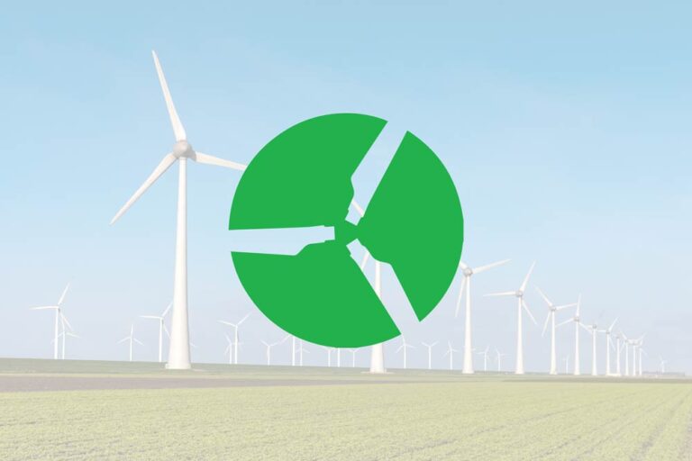 IEA Wind TCP logo, overlayed on wind turbines