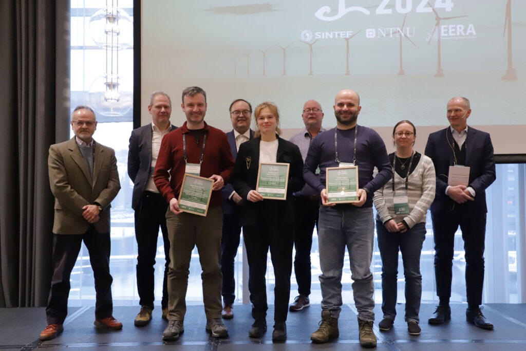 Winners of the 2024 EERA DeepWind poster awards, with members of the organising committee.